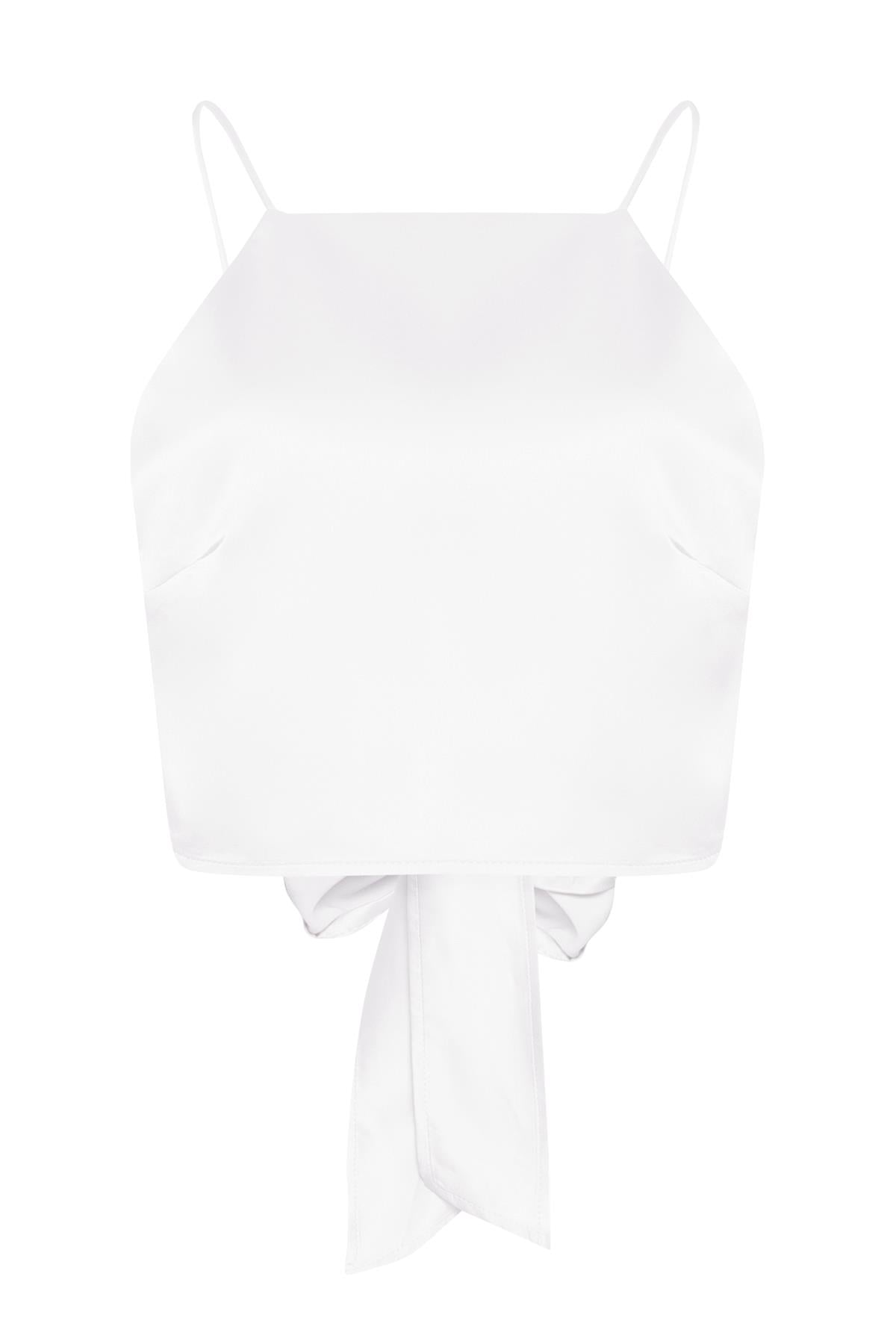 White-Satin Tie-Back Crop-Top