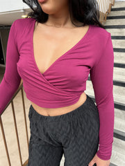 Burgundy Wrap Crop-Top