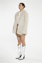 Light-Stone Faux Fur -Coat