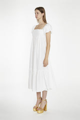 White Babydoll Midaxi-Dress