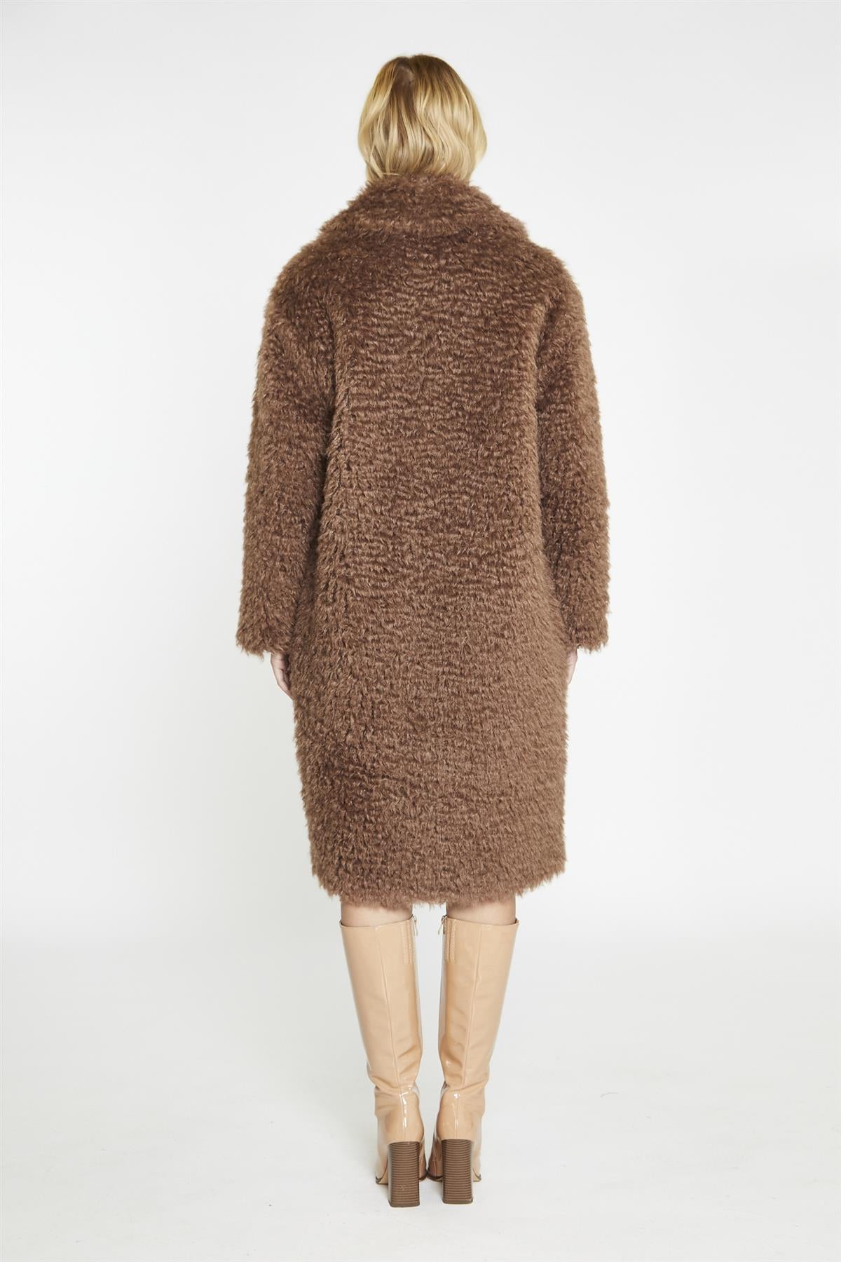 Walnut Faux-Fur Midi-Coat