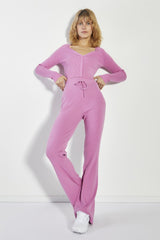 Mauve-Pink Knitted Flared-Trousers