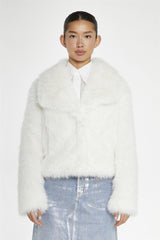 White Faux-Fur Oversized-Jacket