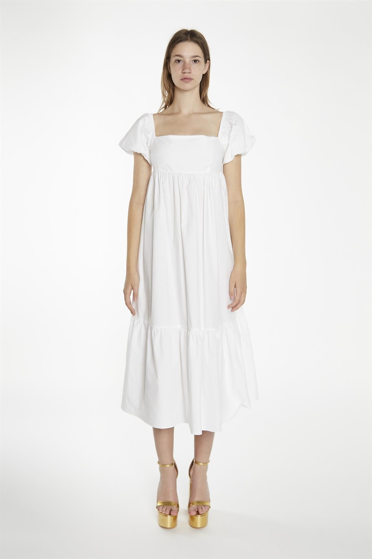 White Babydoll Midaxi-Dress