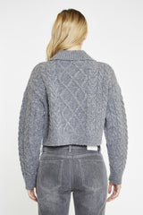 Dark-Grey Marl Collared Cable Knit Jumper