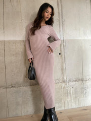 Pale-Lilac Knitted Midaxi-Dress