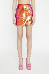 Red Large-Sequin Mini-Skirt