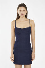 Indigo-Blue Denim Corset Mini-Dress