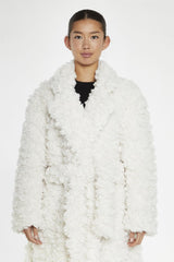 Cream Faux Fur Longline-Coat