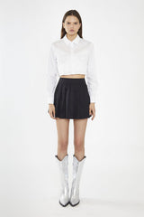 White Heart Cut-Out Crop-Shirt