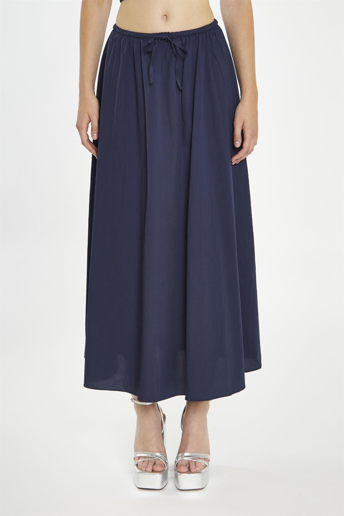 Navy Floaty Midaxi-Skirt