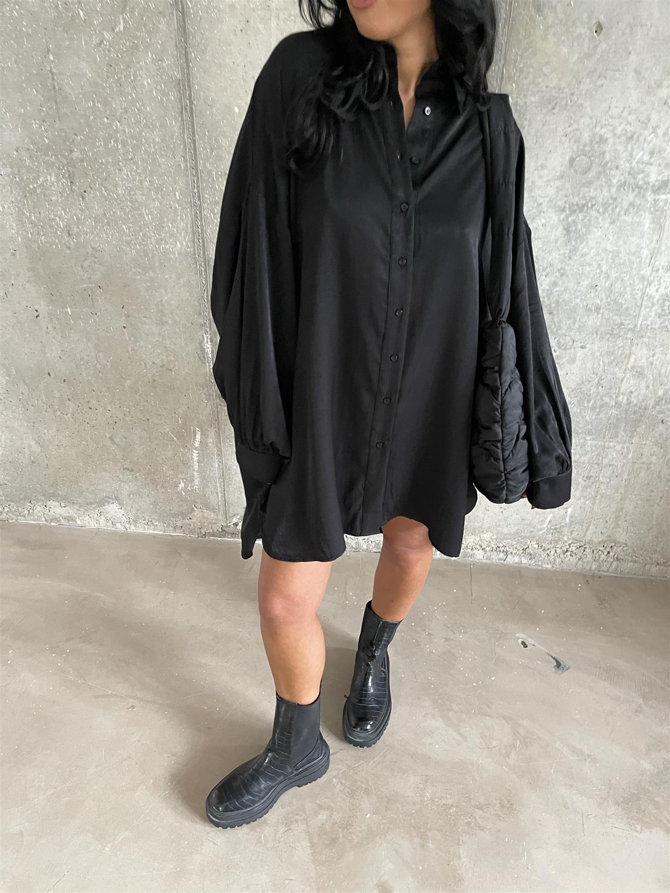 Black Hi-Low Shirt-Dress