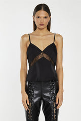 Black Lace Trim Camisole Top