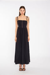 Black Corset Front Maxi-Dress