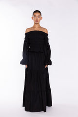 Black Tiered Maxi-Skirt