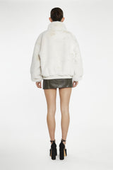 Cream Faux-Fur Bomber-Jacker