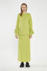 Lime-Green Knitted Maxi-Skirt