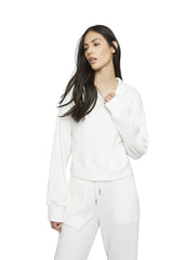 White Ribbed Loungewear Top