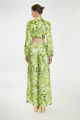 Green Multi-Blur  Wide Leg-Trousers