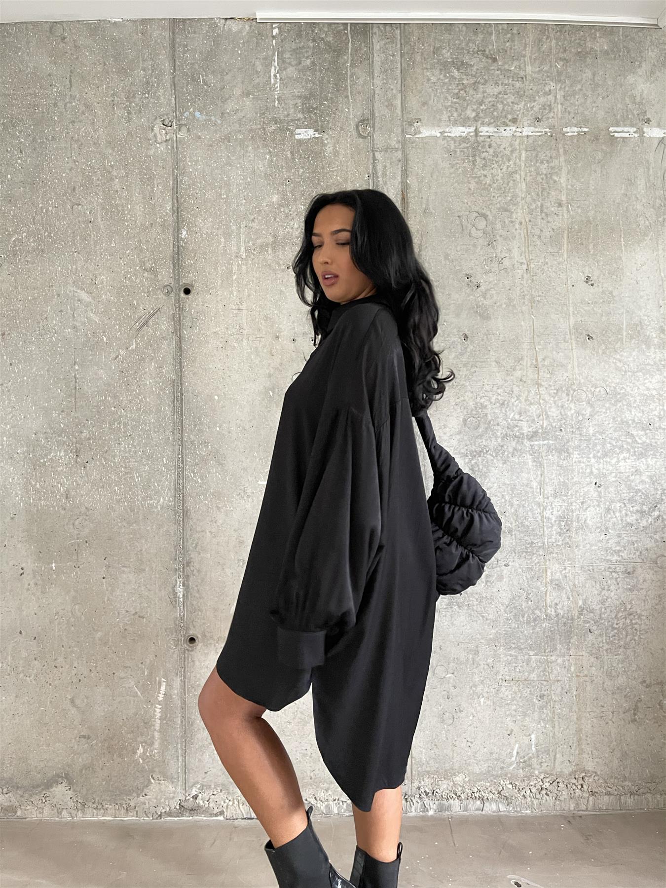 Black Hi-Low Shirt-Dress