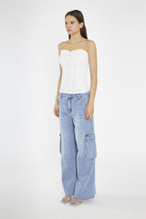 Light Stonewash Wide Leg Cargo Jeans