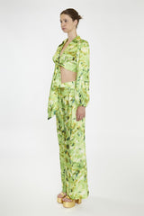 Green Multi-Blur  Wide Leg-Trousers