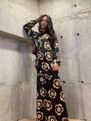 Black Amber-Yellow Flower Oversized-Shirt