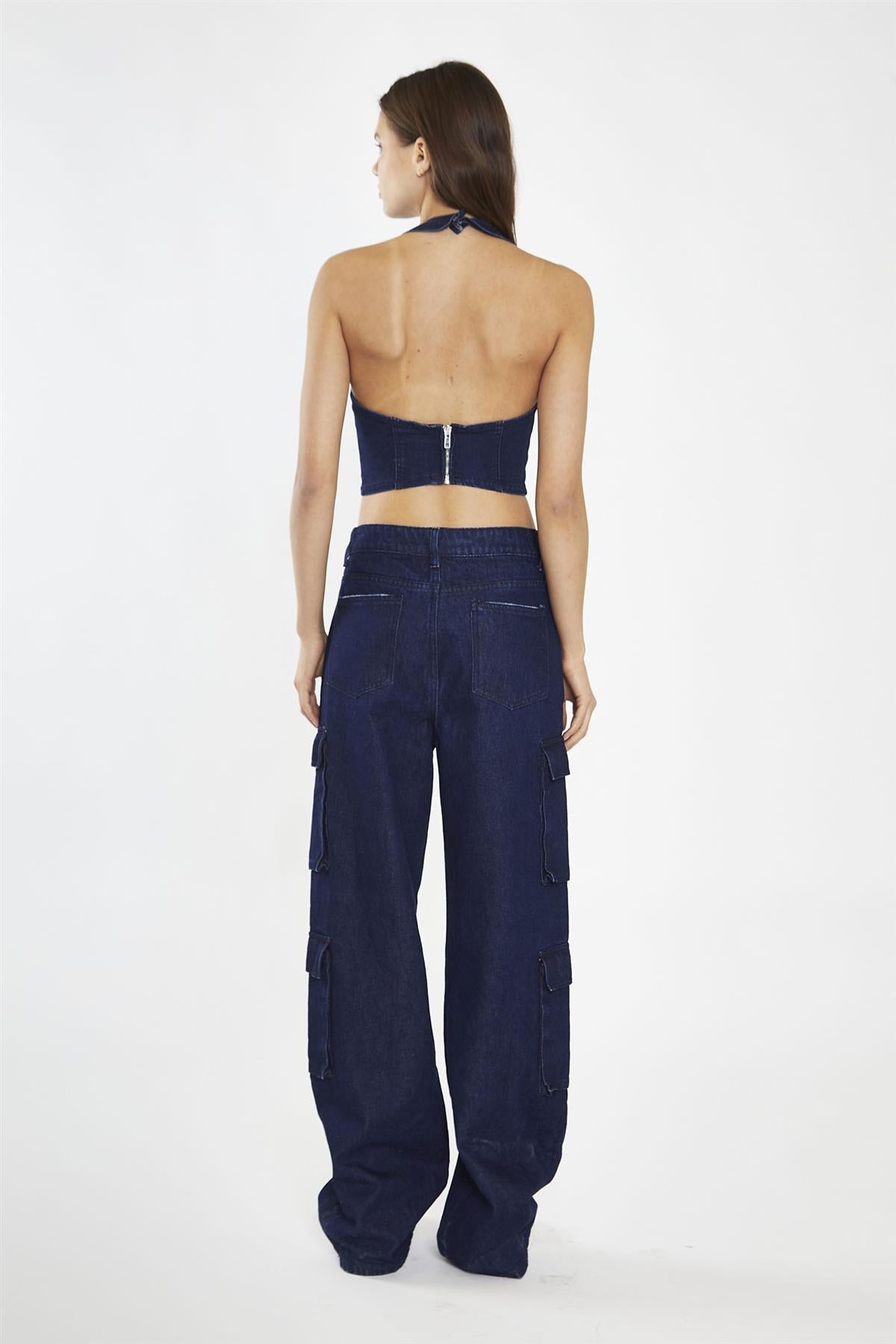 Indigo-Blue Cargo-Jeans