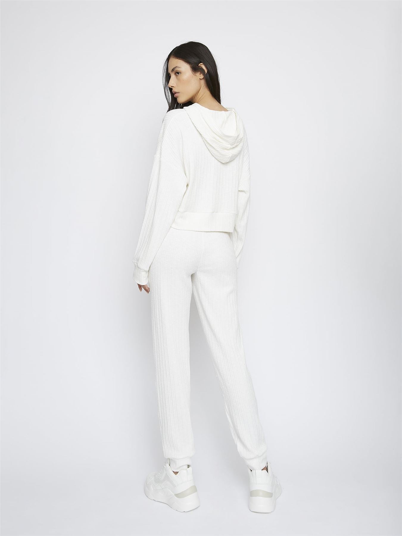 White Ribbed Loungewear Top