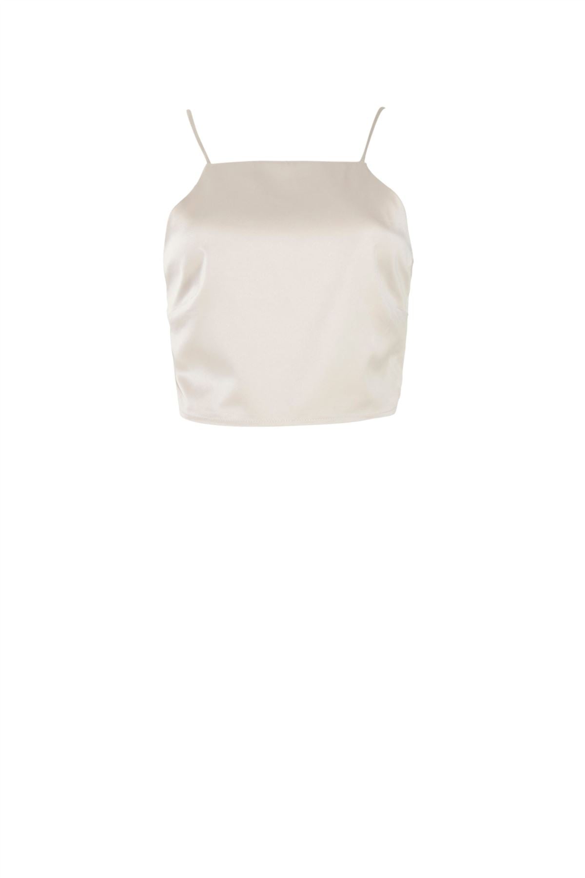 Stone-Satin Tie-Back Crop-Top