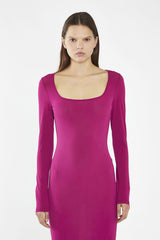 Fuchsia Square-Neck Bodycon Maxi-Dress