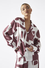 Dark-Rose Abstract Oversized Shirt