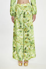 Green Multi-Blur  Wide Leg-Trousers