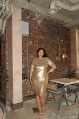 Curve - Matt - Gold Sequin Midi-Dress