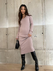 Pale-Lilac Knitted Midaxi-Dress