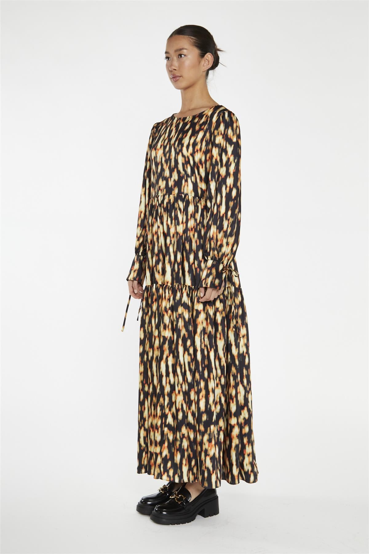 Digital Tie-Dye Oversized Tie-Front Maxi-Dress