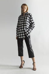 Mono-Check Applique Oversized Classic-Shirt