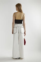 White-Black Edges Wide-Leg Jeans