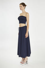 Navy Floaty Midaxi-Skirt