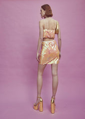 Lana Co-ord Sequin Mini Skirt -Burnt Apricot