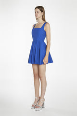 Ultramarine-Blue Boned Skater Mini-Dress