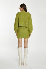 Grass-Green Cable-Knit Mini-Skirt