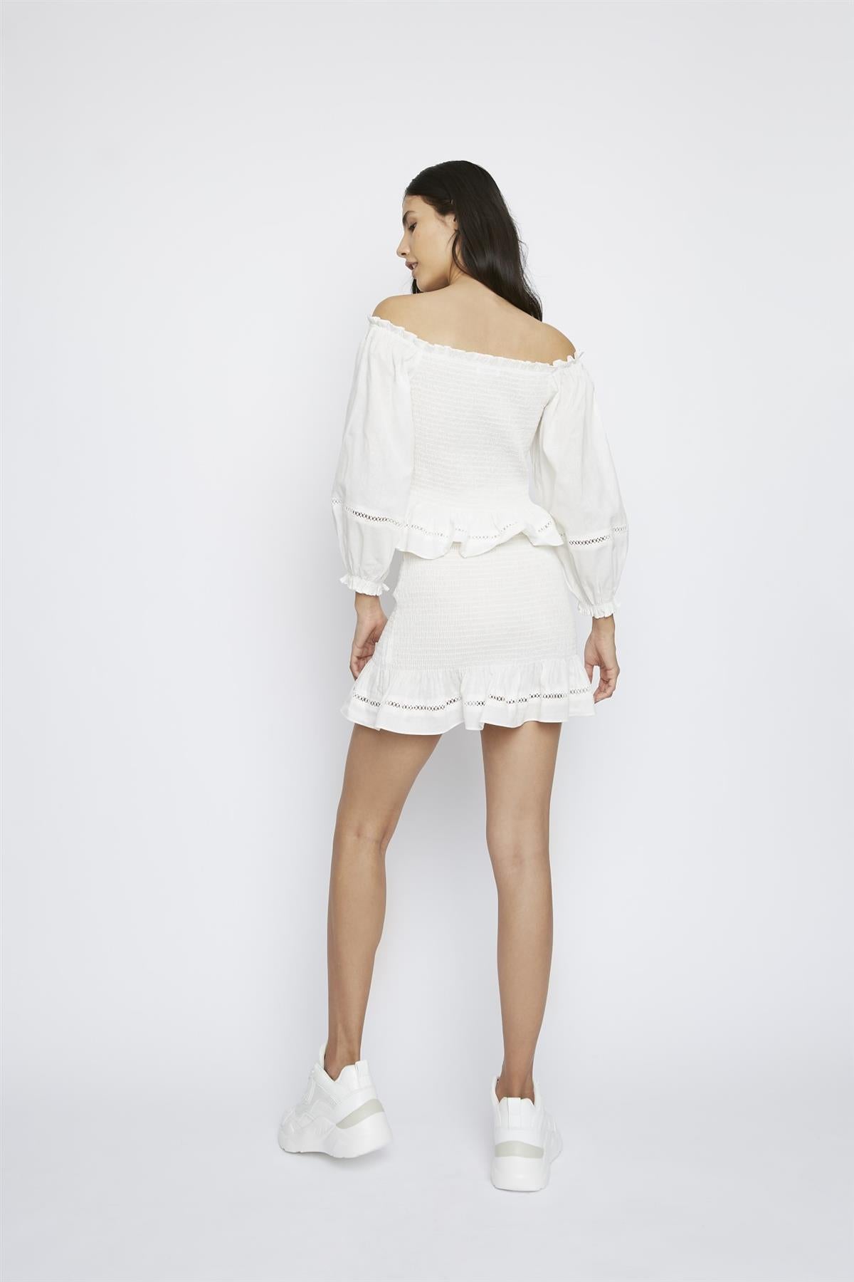 Off-White Bardot Shirred-Top