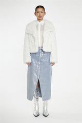 White Faux-Fur Oversized-Jacket