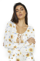 Sunflower Rib Tie-Front -Top