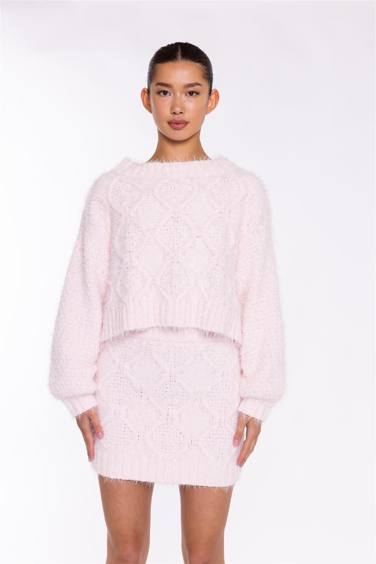 Icy-Pink Cable-Knit -Jumper