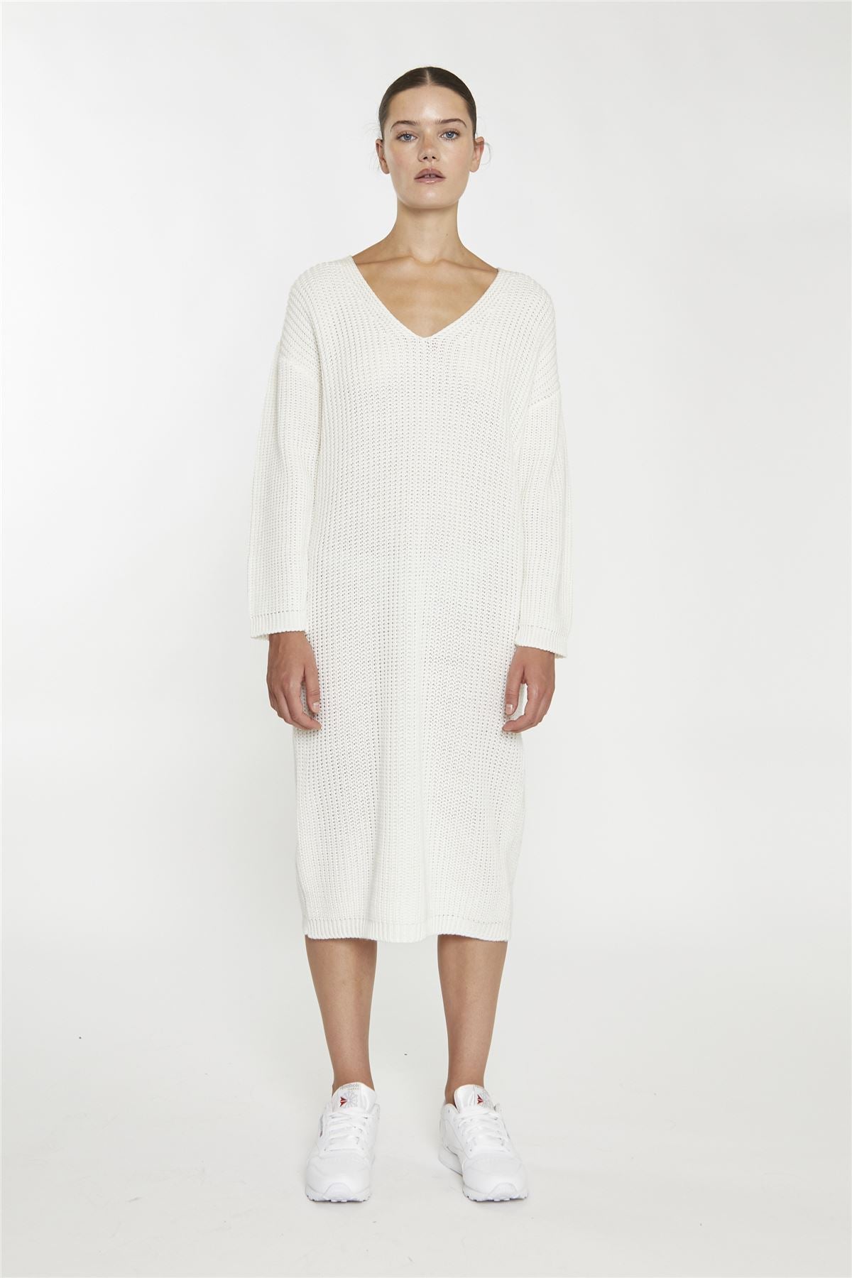 Bone White Jumper Midi-Dress