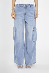 Light Stonewash Wide Leg Cargo Jeans