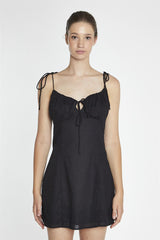 Black Strappy Milkmaid Mini-Dress