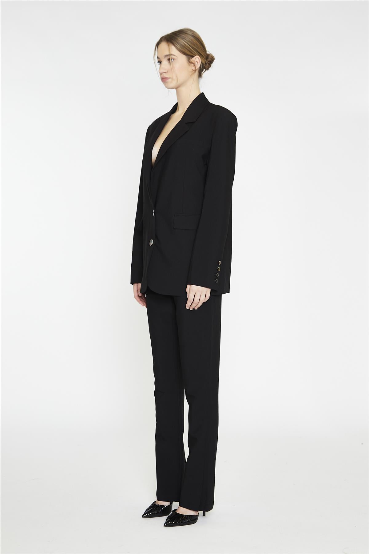 Black Single Breast Oversized-Blazer